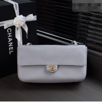New Design Chanel Small Maxi Flap Bag in Grained Calfskin AS6231 Light Grey/Gold 2026