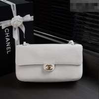 Top Grade Chanel Small Maxi Flap Bag in Grained Calfskin AS6231 White/Gold 2026