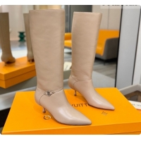 Good Quality Louis Vuitton 6AM High Boot in Black Plain Calf Leather 5.5cm Heel LV091735 Beige 2026