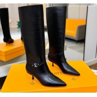Grade Quality Louis Vuitton 6AM High Boot in Black Plain Calf Leather 5.5cm Heel LV091736 Black 2026