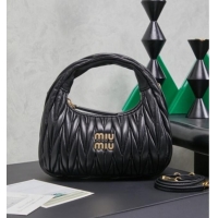 Reasonable Price Miu Miu Wander Matelasse Nappa Leather Hobo Mini bag 5BC125 Black 2026