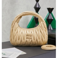 Shop Best Miu Miu Wander Matelasse Nappa Leather Hobo Mini bag 5BC125 Calendula Yellow 2026