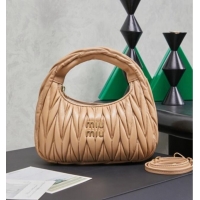 Classic Discount Miu Miu Wander Matelasse Nappa Leather Hobo Mini bag 5BC125 Sand Yellow 2026