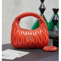 Grade Quality Miu Miu Wander Matelasse Nappa Leather Hobo Mini bag 5BC125 Orange 2026