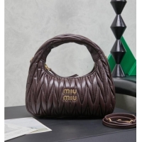 Luxury Cheap Miu Miu Wander Matelasse Nappa Leather Hobo Mini bag 5BC125 Briar 2026