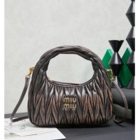 Top Grade Miu Miu Wander Matelasse Nappa Leather Hobo Mini bag 5BC125 Vintage Brown 2026