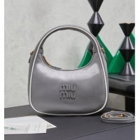 New Design Miu Miu Wander Calf Leather Hobo Mini bag 5BC125 Grey 2026