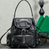 Best Price Miu Miu Crinkle Leather Backpack 5BZ043 Black 2026