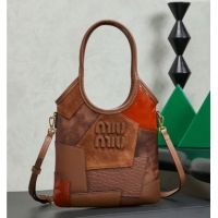 Best Product Miu Miu Ivy Leather & Suede Handbag 5BA281 Brown 2026