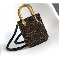 Good Price Bvlgari Serpentine Mini Tote bag in Suede and Crystals 403049 Black/Gold 2026