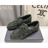 Top Grade Saint Laurent Suede Loafers Y091921 Green 2026