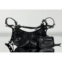 Good Product Balenciaga Le Cagole Shoulder Bag XS in Black Arena lambskin/aged-silver hardware BL701 2026