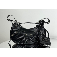 Well Crafted Balenciaga Le Cagole Shoulder Bag Small in Black Arena lambskin/aged-silver hardware BL701 2026