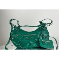 Well Crafted Balenciaga Le Cagole Shoulder Bag Small in Green Arena lambskin/aged-silver hardware BL701 2026
