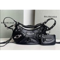 Top Design Balenciaga Le Cagole Shoulder Bag XS in Black Arena lambskin/crytsals hardware BL701 2026