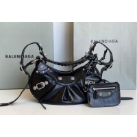 Reasonable Price Balenciaga Le Cagole Shoulder Bag XS in Black Crocodile Embossed Leather/crystals hardware BL701 2026