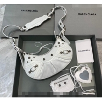 Good Quality Balenciaga Le Cagole Shoulder Bag XS in White Lambskin Leather/aged-silver hardware 180607 2026