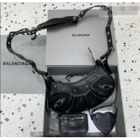 Cheapest Balenciaga Le Cagole Shoulder Bag XS in Black Lambskin Leather/aged-silver hardware 180607 2026