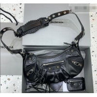 Sophisticated Balenciaga Le Cagole Shoulder Bag Small in Black Lambskin Leather/aged-silver hardware 180607 2026