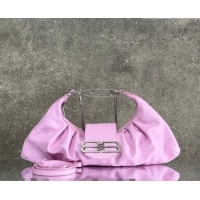 Promotional Balenciaga Pamela Shoulder Bag Medium in Pink Arena lambskin/aged-silver hardware B0112 2026
