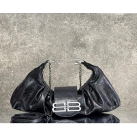 Grade Quality Balenciaga Pamela Shoulder Bag Medium in Black Arena lambskin/aged-silver hardware B0112 2026