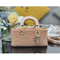 Low Price Dior Small Lady D-Joy Bag in Satin and Strass Pink 2026 M06130408