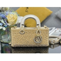 Unique Style Dior Small Lady D-Joy Bag in Satin and Strass Gold 2026 M0613 0408