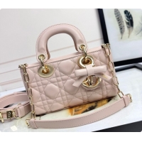 Good Looking Dior Mini Lady D-Joy Bag in Cannage Lambskin with Bow Blush Pink 2026 D9240