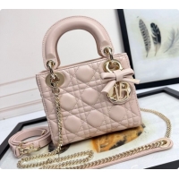 Good Product Dior Mini Lady Dior Bag in Cannage Lambskin with Bow Blush Pink 2026 D6603