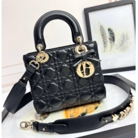Good Quality Dior Small Lady Dior My ABCDior Bag in Cannage Lambskin with Bow Black 2026 D6604