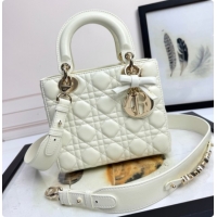 Top Design Dior Small Lady Dior My ABCDior Bag in Cannage Lambskin with Bow White 2026 D6604