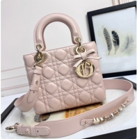 Charming Dior Small Lady Dior My ABCDior Bag in Cannage Lambskin with Bow Blush Pink 2026 D6604