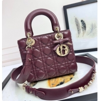 Cheap Price Dior Small Lady Dior My ABCDior Bag in Cannage Lambskin with Bow Burgundy 2026 D6604