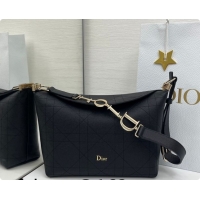 Luxury Cheap Dior Small Diorly Bag in Cannage Flat Calfskin Leather Black 2026 0408102