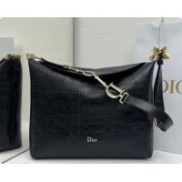Sophisticated Dior Medium Diorly Bag in Cannage Crinkled Calfskin Leather Black 2026 0408105