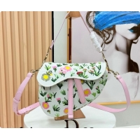 Best Quality Dior Medium Saddle Bag with Strap in Multicolor White Daisy Garden Embroider 2026 D9930