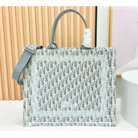 Good Quality Dior Men's Large Book Tote Bag in Latte White and Grey Dior Oblique Embroidery and White Lace 2026 8833