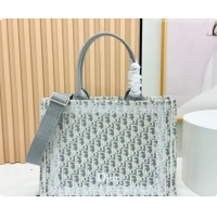 Best Price Dior Men's Medium Book Tote Bag in Latte White and Grey Dior Oblique Embroidery and White Lace 2026 8834