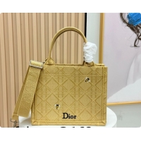 Fashion Dior Men's Small Book Tote Bag in Cannage Embroidery and Bees Gold-Tone 0408118 2026