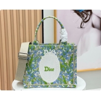 Best Product Dior Men's Small Book Tote Bag in Multicolor Blue of the Valley Embroidery with Dior Médaillon 0408121 2026