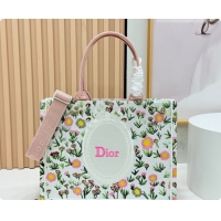 Shop Dior Medium Book Tote Bag in White Multicolor Daisy Garden Embroidery with Dior Médaillon 0408123 2026