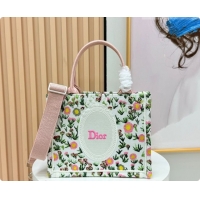 Luxurious Dior Small Book Tote Bag in White Multicolor Daisy Garden Embroidery with Dior Médaillon 0408124 2026