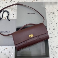 Well Crafted Balenciaga Bel Air Clutch Bag in Lambskin Leather 843943 Burgundy 2026