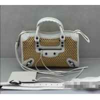 Good Quality Balenciaga Weave Le City Small Bag 084669 Beige/White 2026