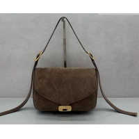 Pretty Style Balenciaga Womens Clicca Shoulder Bag Medium in Suede 8633 Brown 2026