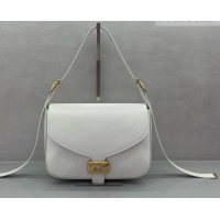 Famous Brand Balenciaga Womens Clicca Shoulder Bag Medium in Arena Lambskin 8633 White 2026