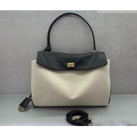 New Fashion Balenciaga Rodeo Medium Handbag in Leather/Canvas 78972 Black/Gold 2026