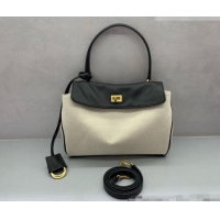 Buy Fashionable Balenciaga Rodeo Small Handbag in Leather & Canvas 78972 Black/Gold 2026
