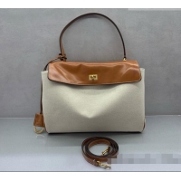 Shop Grade Balenciaga Rodeo Medium Handbag in Leather/Canvas 78972 Brown/Gold 2026