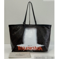 Market Sells Balenciaga Large Select Tote Bag in Coated Canvas with Orange The Door Artwork 90817 Black 2026